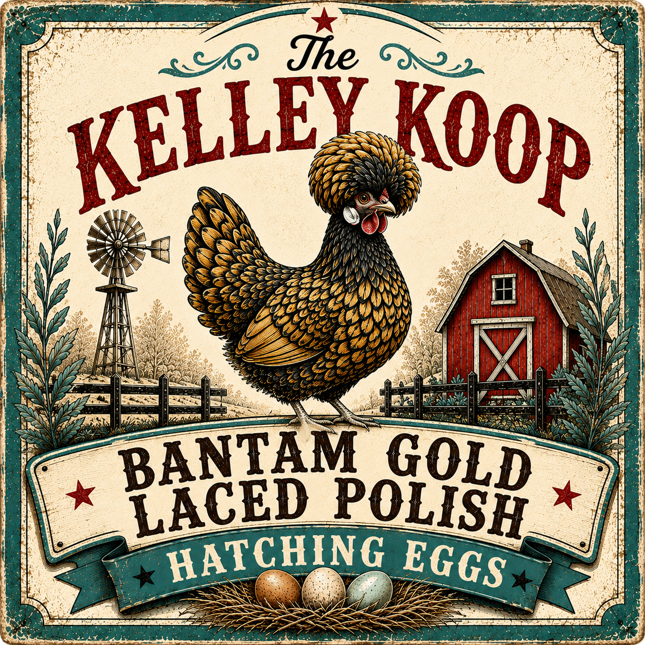 Bantam Gold-Laced Polish Hatching Eggs